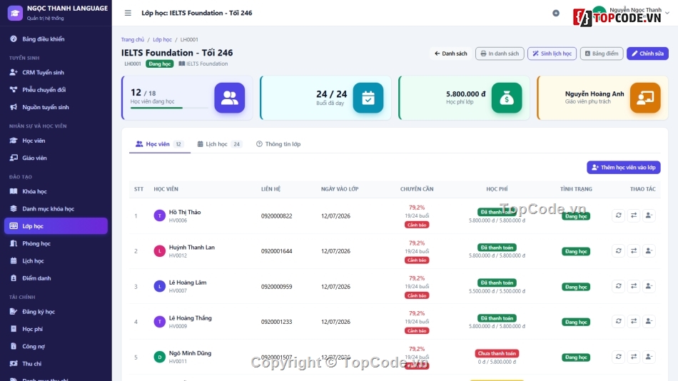 quản lý trung tâm ngoại ngữ,Đồ án web PHP,Quản lý trung tâm tin học
